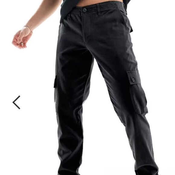 ASOS Design Men's Cargo Pants Black 32x32 - Picture 2 of 7